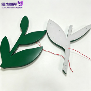 Lettres lumineuses LED extérieures haut de gamme en acier inoxydable peint en blanc avec motif feuille verte pour restaurant, 10 cm d'épaisseur, lumière naturelle - Product Image 5