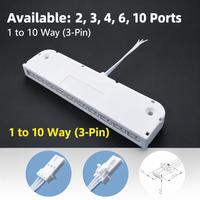 Boîtier de Jonction Répartiteur LED 3 Broches 6 Voies Prêt à Expédier, Hub Connecteur Dupont 3 Fils pour Bande Lumineuse RGB CCT Personnalisée pour Armoire