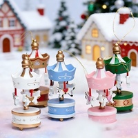 6 Pièces Ornements Suspendus Chevaux de Carrousel en Bois pour Arbre de Noël et Lumières, Pendentifs Carrousel pour Décoration Maison, Fête et Festival