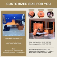 FSHAOYU Président Bureau Président Bureau Italien Orange Coin, Haut de Gamme Designer Ordinateur Table & Boss Chaise Ensemble pour Étude