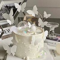 Pancarte décorative pour gâteau d'anniversaire en papier blanc motif papillon, pour desserts et pâtisseries, fournitures de fête sur le thème de la déesse