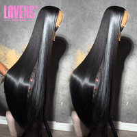 Perruque frontale transparente en dentelle complète 13x4 en cheveux humains vierges indiens bruts, densité 180%, pour femmes noires