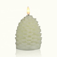 Noël Décoratif Ivoire Personnalisé Véritable Cire Pomme De Pin Électrique LED Scintillement Bougie Sans Flamme avec 3D Vraie Flamme