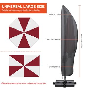 <span class=keywords><strong>Housse</strong></span> de <span class=keywords><strong>parasol</strong></span> Tissu Oxford 420D Imperméable pour parapluie en porte-à-faux <span class=keywords><strong>Housse</strong></span> zippée pour 2.7 m à 3.4 m Résistant aux UV Anti-Fading - Product Image 6