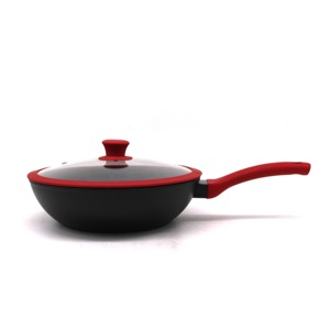 Utensilios de cocina de mármol antiadherentes, profesional, Fondo de <span class=keywords><strong>3</strong></span> capas, Wok chino con tapa - Product Image 4