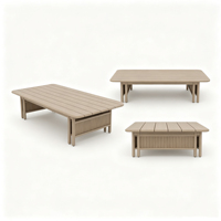 Ensemble de canapés en teck de luxe pour l'extérieur avec table basse, meubles de patio modernes pour villa, hôtel, resort, jardin et terrasse