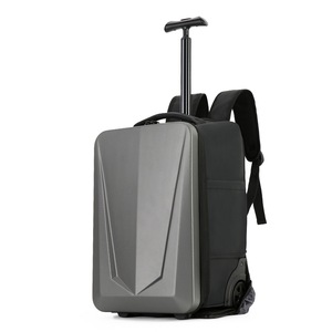 Laptop <b>Backpack</b> With Trolley <b>Large</b> Capacity Business Travel Bag For Men Solid Color Hard Shell Design - Product Image 5