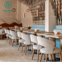 Ensemble de meubles Ron Group, table ronde moderne en bois pour café et restaurant, chaises en tissu avec structure en bois