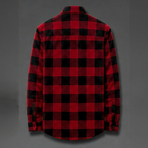 Camisa de Franela a Cuadros de Manga Larga para Hombre, de Alta Calidad, Corte Regular, Informal, de Algodón, con Botones - Product Image 2