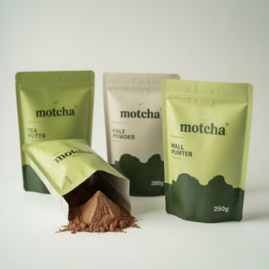 Sachet Doypack en Mylar avec Fermeture Zip, Personnalisé, en Feuille d'Aluminium Qualité Alimentaire, Finition Mate, pour Poudre de Matcha 50g 100g - Product Image 2