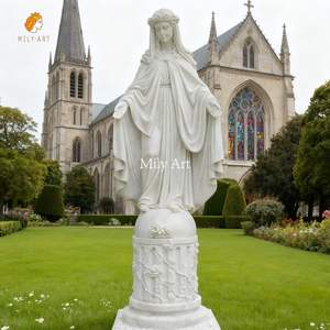 Mily cuộc sống Kích thước đá cẩm thạch Virgin Mary bức tượng điêu khắc Tay Chạm Khắc cho ngoài trời Công Giáo nhà thờ tôn giáo trang trí sân vườn - Product Image 5