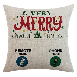 Christmas Throw <b>Pillow</b> With Pocket Linen Cotton Rectangle Cushion Cover For <b>Sofa</b> Holiday Decorative Pillowcase - Product Image 5