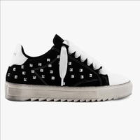 Chaussures de sport pour homme en cuir à semelle épaisse, fabriquées sur mesure à Paris, à lacets, avec rivets, style rétro américain, tendance, mode, chaussures décontractées pour homme