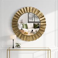 Grand miroir mural décoratif moderne en métal, personnalisé, écologique, fait main, avec cadre floral, pour la décoration de lieux de réception de mariage