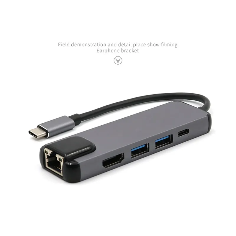 USBC à HDM-compatible USB 3.0 Type C Ports Lan Gigabit Ethernet 4K D'air Thunderbolt 3 USB-C Chargeur