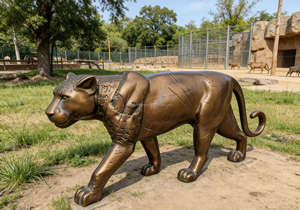 屋外庭園装飾等身大ブロンズ鋳造動物像真鍮製パンサー像 - Product Image 6