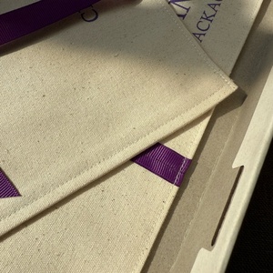 Bolsa de Algodón Natural Reciclable Chuanghua con Borde de Encaje y Cinta de Seda, Impresión Serigráfica para Empaque de Ropa, Logotipo Personalizado - Product Image 3