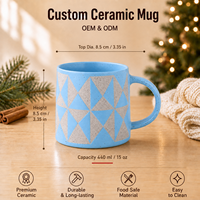 Mug à café en céramique mouchetée 15 oz, motif géométrique triangulaire, logo personnalisé, OEM, vente en gros, tasse à thé, mug cadeau pour la maison et le café
