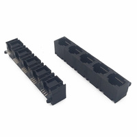 Connecteur réseau RJ45 Coorle modèle 56LED, prise Ethernet multiport 1x5, connecteur PCB à angle droit 8P8C, languette en bronze phosphoreux