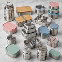 Boîte à lunch en acier inoxydable 304, vente en gros OEM, anti-fuite, empilable, pour préparation de repas, adultes et enfants, logo personnalisé
