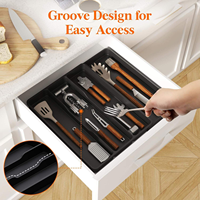 Trend Pick Plateau de rangement extensible en plastique PP à 4 compartiments pour couverts et ustensiles, séparateur de tiroir de cuisine pour outils de cuisine et gadgets domestiques