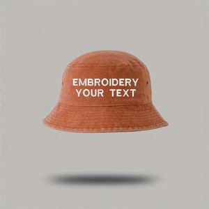 Custom Embroidered Bucket <b>Hat</b> Adjustable Cotton Outdoor <b>Sun</b> Protection Cap for <b>Men</b> Women Hand Drawn One Piece MOQ for Cycling - Product Image 6