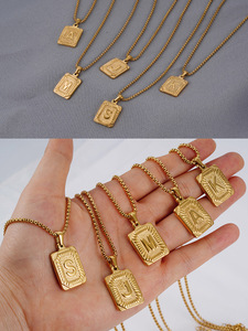 ฮิปฮอป18K สร้อยคอตัวอักษร A-Z แท้จี้ตัวอักษรโซ่สแตนเลสสั่งทำ<span class=keywords><strong>ชื่อ</strong></span>ตัวอักษรสร้อยคอตัวอักษรโซ่ - Product Image 6