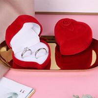 Boîte à bijoux en forme de cœur avec double anneau en fleurs de rose, nouvelle vente, design décontracté