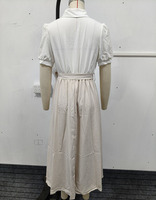 Robe chemise élégante Joydressing effet deux pièces, manches courtes bouffantes, col à revers, coupe trapèze, longueur midi, pour le bureau, vente en gros, personnalisable