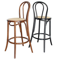 Tabouret de bar en bois massif nordique avec dossier, couleur cerisier rétro, tabouret haut créatif en bois courbé pour la maison