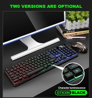 Teclado y Ratón con Cable Ultrafinos Retroiluminados LED para Juegos y Multimedia, Teclado y Ratón con Cable RGB para Oficina en Casa - En Stock