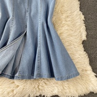Robe en jean Vintage pour femmes, couleur unie, style sirène, col en v, Sexy, une pièce, femme, manches courtes, robes décontractées