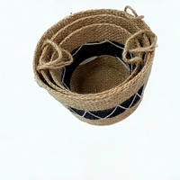 Nouvel ensemble de paniers de rangement vintage en coton et jonc de mer, motif zig-zag, pour cuisine et salle de bain, écologiques et faits à la main