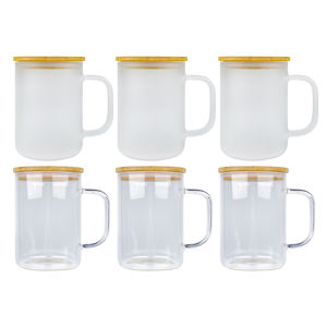 Taza de café de vidrio esmerilado sublimatable, vaso transparente de sublimación con mango, venta al <span class=keywords><strong>por</strong></span> <span class=keywords><strong>mayor</strong></span>, 17oz - Product Image 1