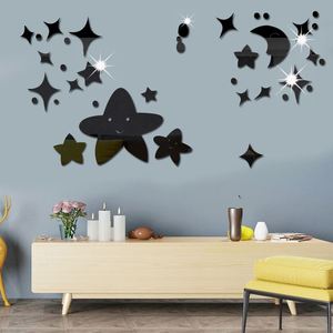 Calcomanía de Pared con Espejo de Estrellas y Luna de Dibujos Animados, Reloj Decorativo Creativo para Dormitorio Infantil, Papel Tapiz para Habitación Infantil - Product Image 3