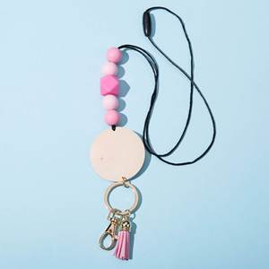 Collar de discos de silicona de colores al por mayor con monograma, llavero, cordón con cuentas para profesores y enfermeras - Product Image 4
