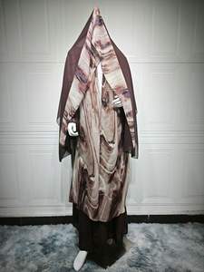 <span class=keywords><strong>M</strong></span>-174 Bruine Chiffon Abaya Cardigan met Hoofddoek Print, Ademend, Bescheiden, Enkellange, Modieus, Casual Burka voor Moslimvrouwen - Product Image 4