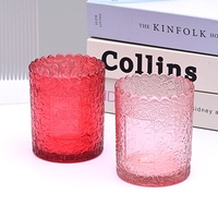 Porte-bougies en verre borosilicate à bord festonné esthétique, motif nuage gaufré coloré, résistant à la chaleur, pour la Saint-Valentin
