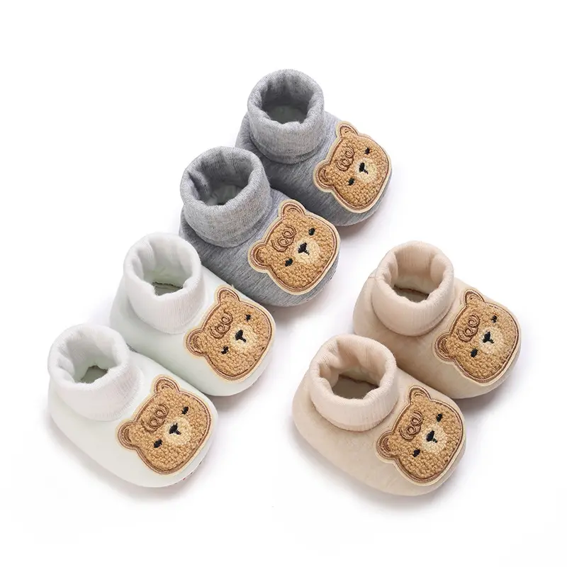 Custom Winter Cute Infant Baby Boots Knit 100% Organic Cotton Warm Baby Socks Shoes