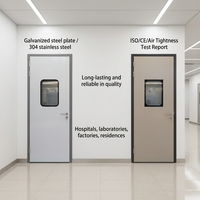 Porte battante composite en acier isolante thermiquement, hygiénique, pour hôpitaux, laboratoires, salles blanches, ateliers, blocs opératoires, certifiée CE ISO