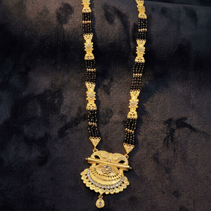 Wholesale Fashion 24K Micro Gold Plated Brass Long Pendant Mangalsutra Traditional Indian Wedding Jewelry 36 Inches - Product Image 2