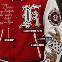 Veste universitaire rouge vintage américaine sur mesure pour hommes, manches en cuir de luxe, patchwork en chenille, veste bomber streetwear