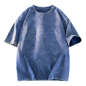 Camiseta personalizada de manga corta sin bolsillo para hombre con cuello redondo 100% algodón Vintage Acid Wash camiseta en blanco camiseta ultra holgada. - Product Image 4