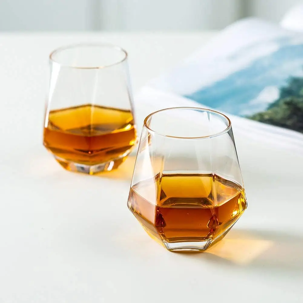 Vente en gros de verres à vin transparents jetables en plastique incassable en forme de diamant tasses à vin pour whisky