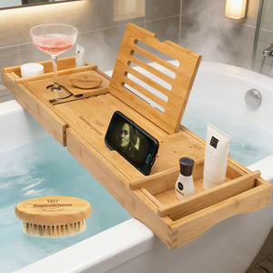 Plateau <span class=keywords><strong>de</strong></span> bain pliant en bambou <span class=keywords><strong>de</strong></span> haute qualité, plateau <span class=keywords><strong>de</strong></span> bain <span class=keywords><strong>de</strong></span> luxe en bois avec pieds réglables, facile à utiliser pour la maison, l'hôtel, la <span class=keywords><strong>douche</strong></span> et les ensembles <span class=keywords><strong>de</strong></span> salle <span class=keywords><strong>de</strong></span> bain - Product Image 4