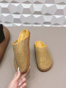 2026 Women Autumn Light Weight <b>Closed</b> <b>Toe</b> Microfiber Upper Slip on Sparkly <b>Mules</b> Summer Design Beaded Mesh Slippers - Product Image 5