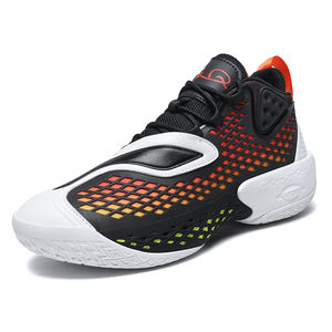 Chaussures de basketball montantes lumineuses pour hommes, respirantes, qui brillent dans le noir, dégradé violet-rose, avec amorti pour le terrain - Product Image 2