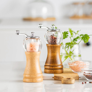 Moulin à épices sec en <span class=keywords><strong>verre</strong></span> avec couvercle en bois de bambou, moulin à sel et à poivre, ensemble d'accessoires de cuisine, fabricant d'origine - Product Image 2