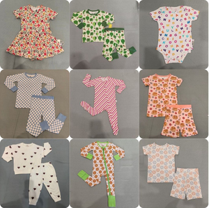OEKO Fabricante Soporte Patrones de logotipo personalizado Ropa de dormir de dos piezas Pijamas para bebés Niños Conjunto Pijamas para bebés - Product Image 4