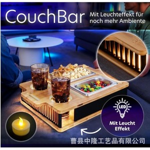 Solid Wood <b>Snack</b> Box With Compartments Remote And Phone Holder Wooden <b>Tray</b> Storage Organizer For Living Room - Product Image 2